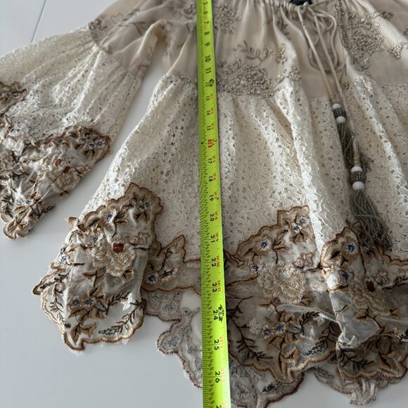 Nikki Danielle Boho Embordered Top Beige, Size Fits All - Picture 10 of 17